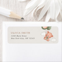 Oso bebé, globos verdes, primer cumpleaños