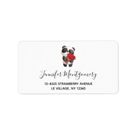 Etiqueta Oso de Panda con Rose Bouquet