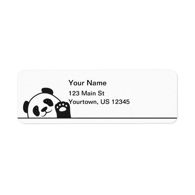 Etiqueta Oso De Panda De Onda Cuta (Frente)