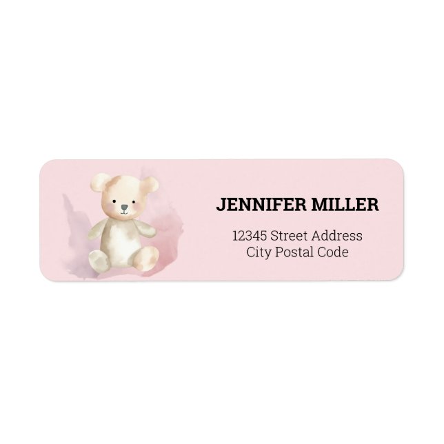 Etiqueta Oso de peluche Baby Shower (Frente)