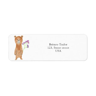 Etiqueta Oso de peluche con flor