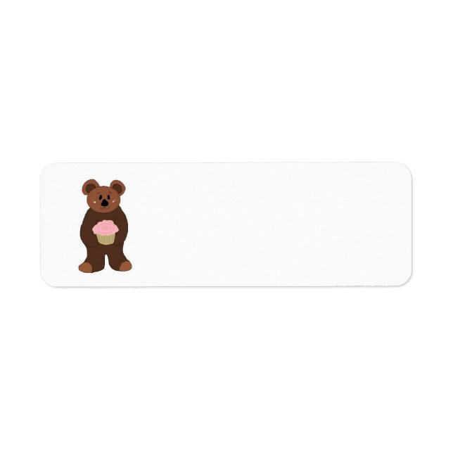 Etiqueta Oso de peluche con pastelito rosa (Frente)