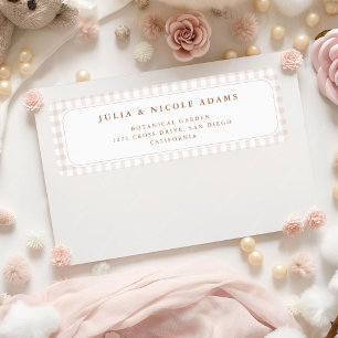 Etiqueta Oso de peluche de gingham marrón, papel para baby 
