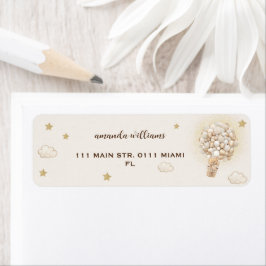 Etiqueta Oso de peluche en globos de aire caliente neutral 