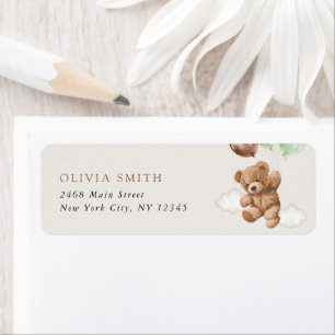 Etiqueta Oso de peluche, Oso de bebé, Globos verdes, Baby S