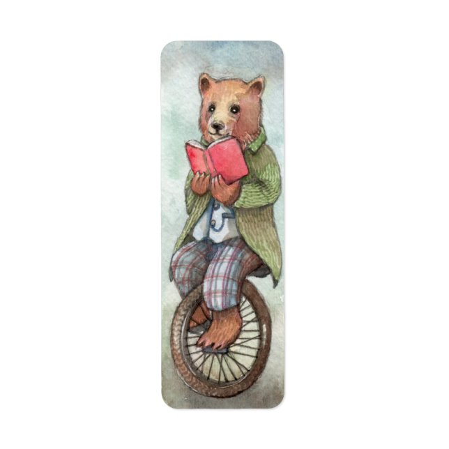Etiqueta Oso En Unicycle (Frente)