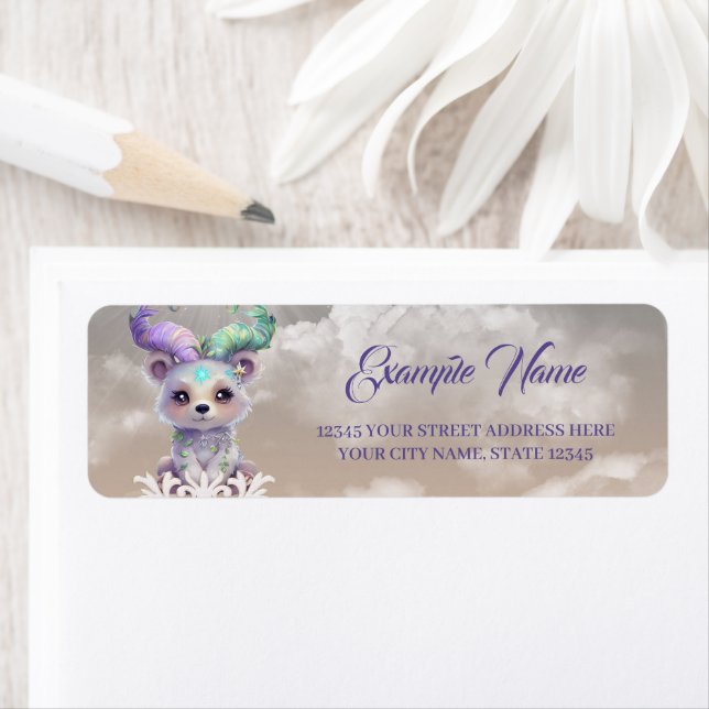 Etiqueta Oso mágico en purpurina pastel. (In situ)