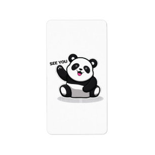 Etiqueta oso panda adorable