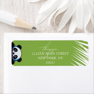 Etiqueta Oso Panda Lindo Hojas Tropicales Personalizadas De