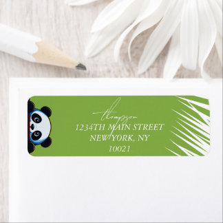Etiqueta Oso Panda Lindo Hojas Tropicales Personalizadas De