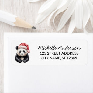 Etiqueta Oso panda lindo personalizado Feliz Navidad      