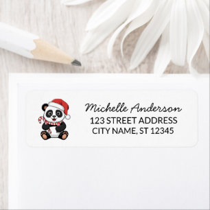 Etiqueta Oso panda lindo personalizado Feliz Navidad      
