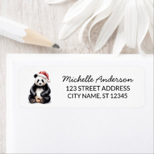 Etiqueta Oso panda lindo personalizado Feliz Navidad      