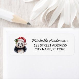 Etiqueta Oso panda lindo personalizado Feliz Navidad