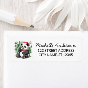 Etiqueta Oso panda lindo personalizado Feliz Navidad      