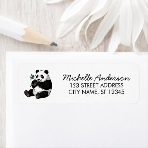 Etiqueta Oso Panda Lindo Vegetación Bambú Dirección de Devo