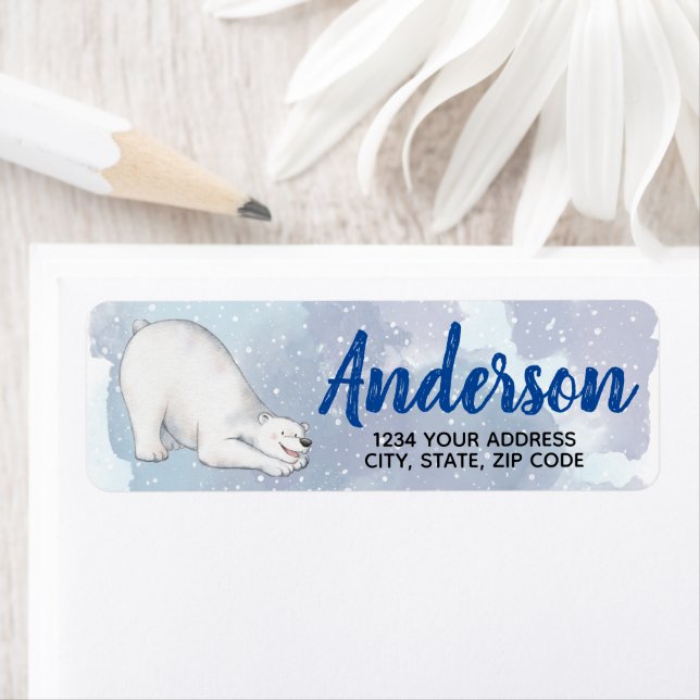 Etiqueta Oso Polar de Nieve de Invierno (In situ)