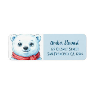 Etiqueta Oso Polar Kawaii Lindo Navidad Personalizado