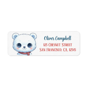 Etiqueta Oso Polar Kawaii Navideño Personalizado