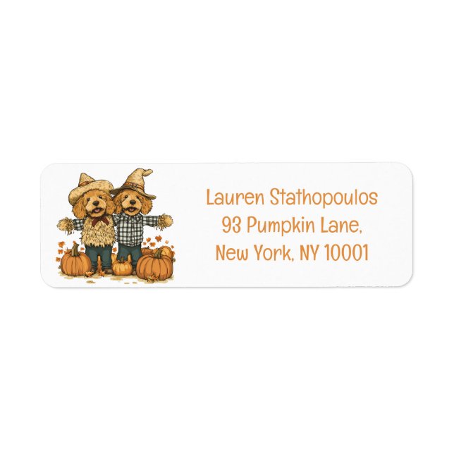 Etiqueta Otoño Cosecha Goldendoodle Dogs (Frente)