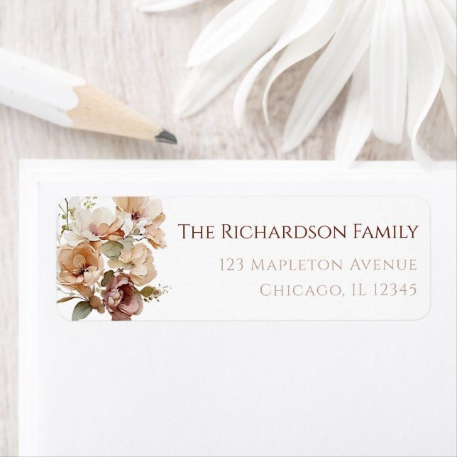 Etiqueta Otoño floral rústico marrón beige neutral (In situ)