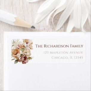 Etiqueta Otoño floral rústico marrón beige neutro