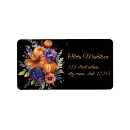 Etiqueta Otoño Halloween Luna Negra Murciélago Fantasma
