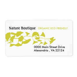 Etiqueta Otoño Verde Naturaleza Ginkgo Dorado