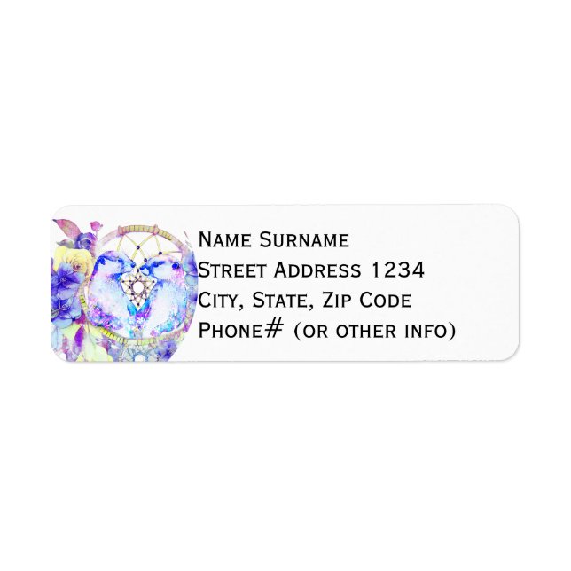Etiqueta Otter Dreamcatcher Blue Yellow Floral (Frente)