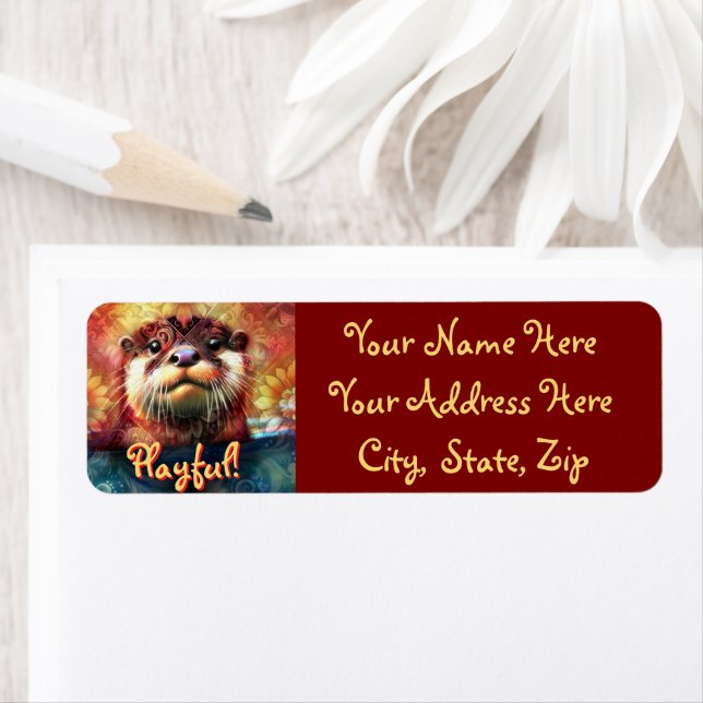 Etiqueta Otter Simbolism Floral Dirección personalizada (In situ)