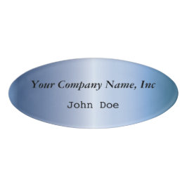 Etiqueta oval azul del nombre del empleado