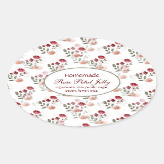 Etiqueta ovalada del Rosa casero Petal Jelly Vinta