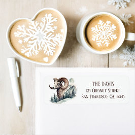 Etiqueta Oveja de Bighorn de Montaña Rocky Vibes de Inviern