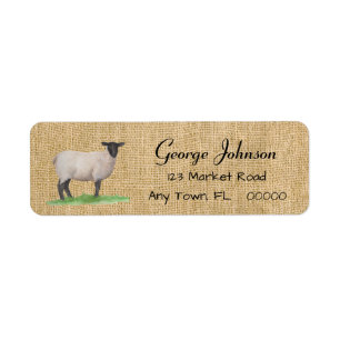 Etiqueta Ovejas de Suffolk de la acuarela