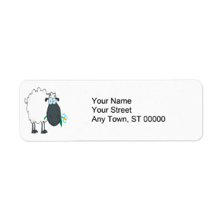 Etiqueta ovejas personalizados divertidas con flor