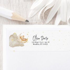 Etiqueta Over The Moon Teddy Bear Baby Shower Return Addres