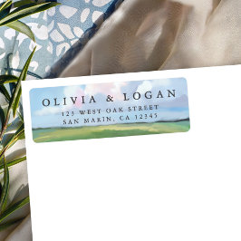 Etiqueta Painted Landscape Sky Cloud Wedding Return Address