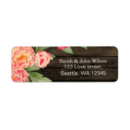 Etiqueta País Rústico Peony Barn Wood Boda