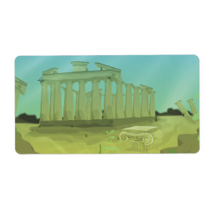 Etiqueta paisaje de dibujos animados de Atlantas
