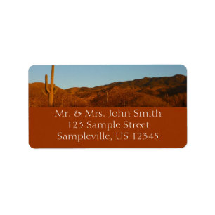 Etiqueta Paisaje del desierto de Saguaro Sunset I Arizona