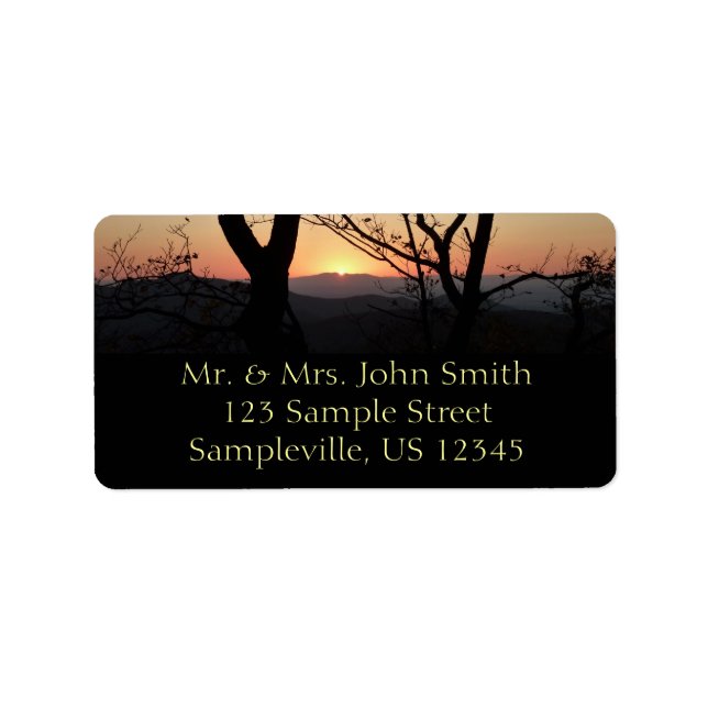 Etiqueta Paisaje del Parque Nacional Shenandoah Sunset (Frente)