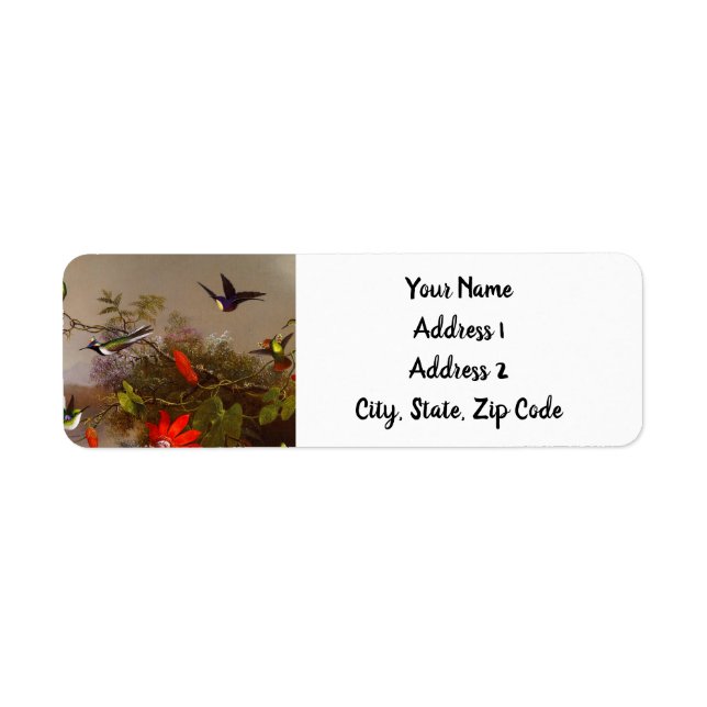 Etiqueta Paisaje tropical con 10 Hummingbirds Heade (Frente)