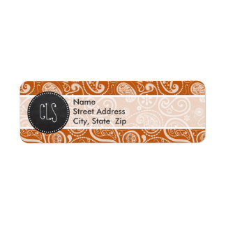 Etiqueta Paisley, Naranja Quemado De Chalkboard Vintage; Fl