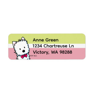 Etiqueta Pajarita Westie Silenciada Chartreuse y Arándano 