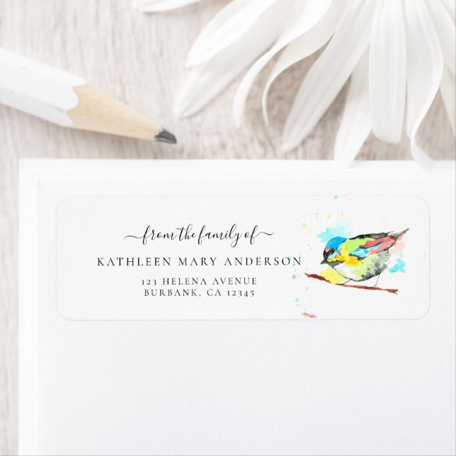 Etiqueta Pájaro acuarela en funeral de memoria amorosa (In situ)