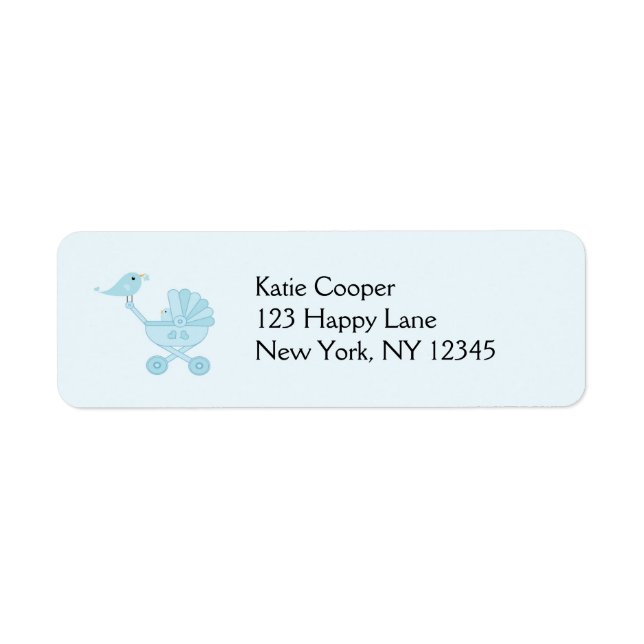 Etiqueta Pájaros azules de bebé y mami (Frente)