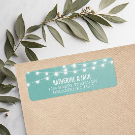 Etiqueta Palabras de dirección Boda de Aqua String Lights