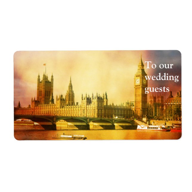 Etiqueta Palacio Westminster y puente con el Big Ben (Frente)