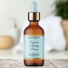 Etiqueta Pale Blue & Gold Cosmetics Dropper Bottle Label