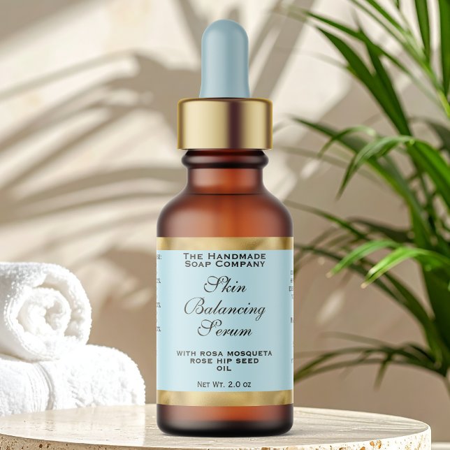 Etiqueta Pale Blue & Gold Small Dropper Bottle Label  (Subido por el creador)